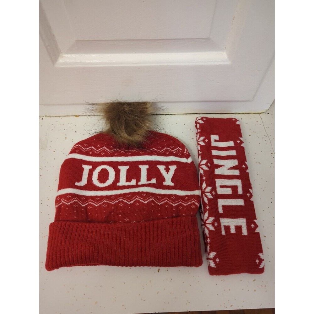 MAD ENGINE JOLLY Beanie Hat One Size Cap Knit Christmas Warm & JINGLE Headband